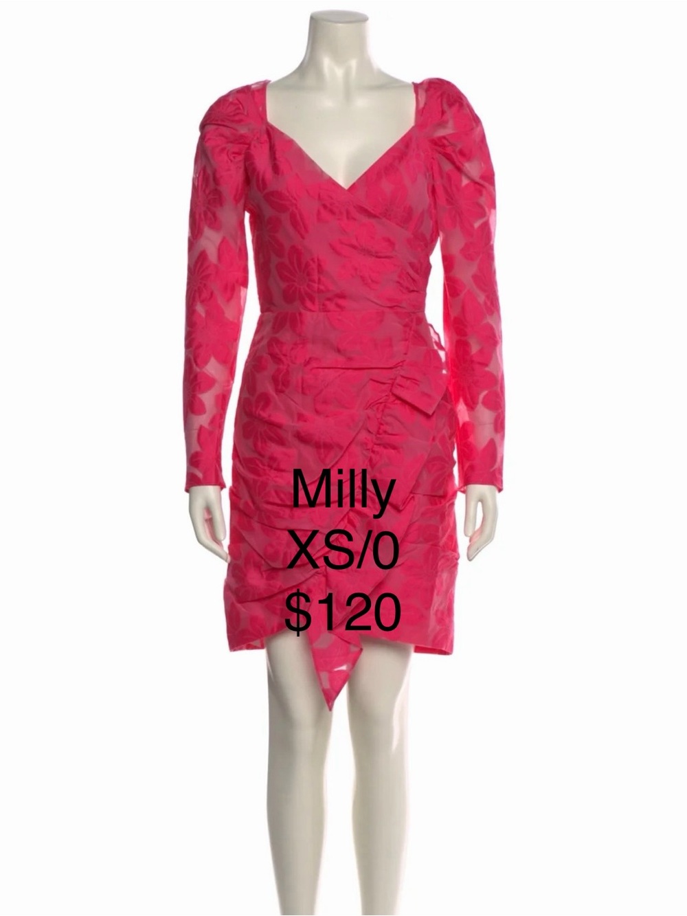 Milly pink Grace REVOLVE Floral Long-Sleeve Sheath Dress